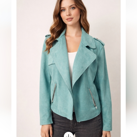 Philosophy Women's Aqua Leather Jacket - Picture 2 of 10